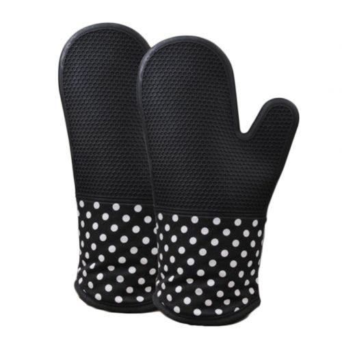 1 Pair Heat Resistant Thicken Oven Mitts For Cooking Or Baking (A1)