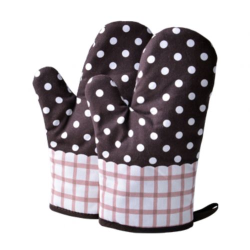 1 Pair Heat Resistant Thicken Oven Mitts For Cooking Or Baking (A5)