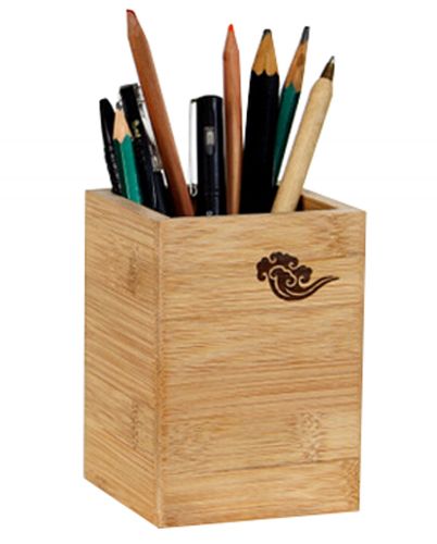 Wooden Pen Case Box Desk Storage Box Pencil Holders 8x8x11CM