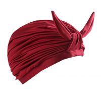 Women Beautiful Bowknot Waterproof PU Tab Lace Swimming Cap Free Size (Red)