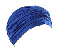 Female Waterproof PU Tab Lace Swimming Cap Free Size (Blue)